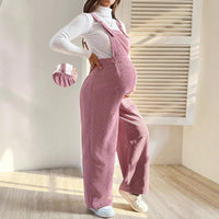 Adjustable Wide-Leg Corduroy Maternity Overalls